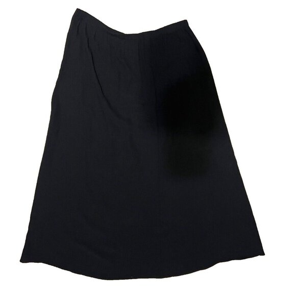 Eileen Fisher Long Maxi Skirt Large Black SILK Flowy Classic Flat Front $398 - Picture 7 of 7